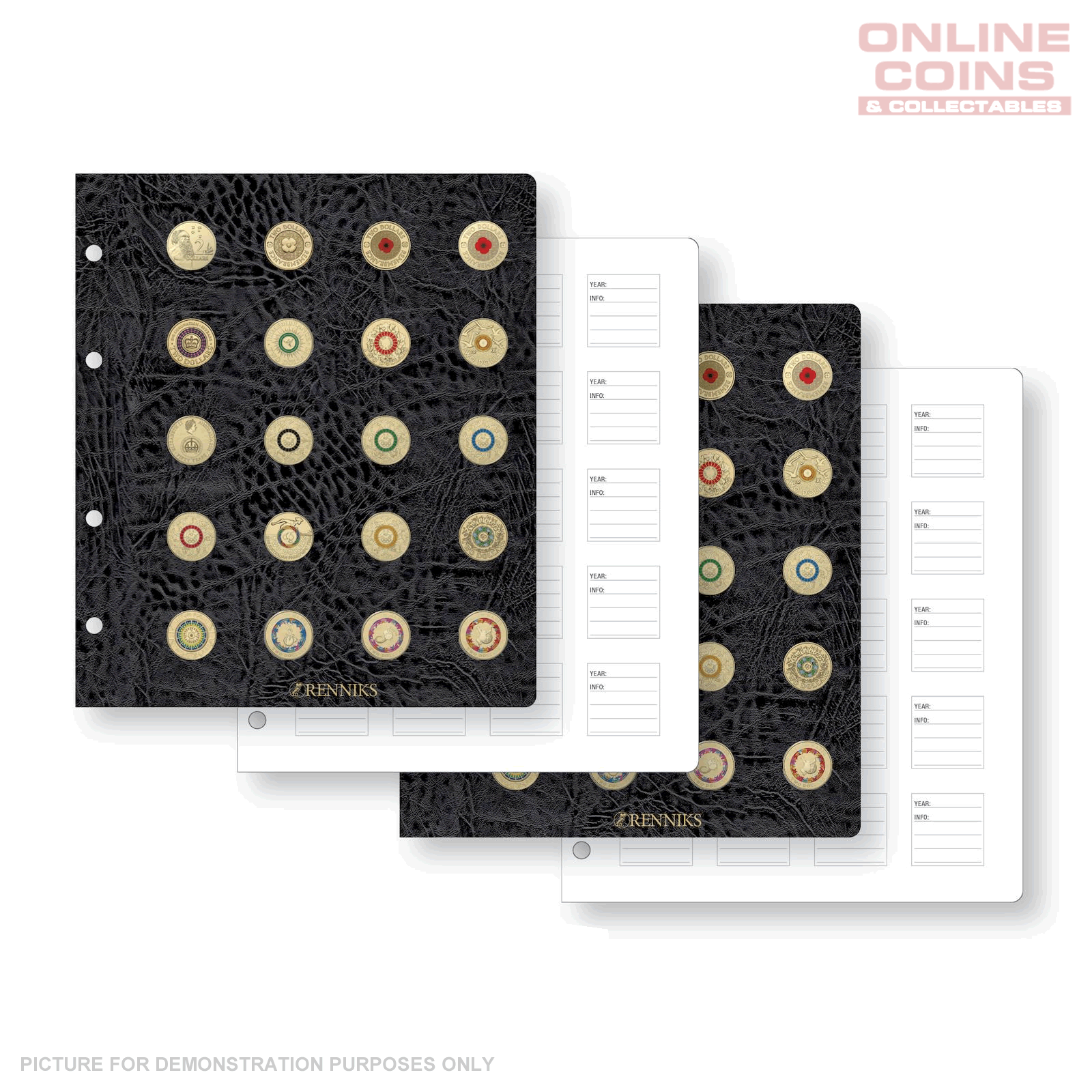 Renniks Premier Coin Album Extra Pages Kit for $2 Coins